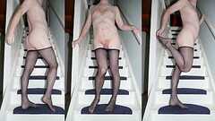 Black Pantyhose Tights on the Stairs Photoset Thumb