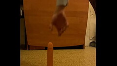 Femboy sit on the big dick toys cross dress, sissy slut Russian anal Thumb