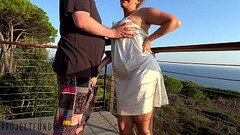 curvy milf in white satin dress sunset balcony public sex - projectfundiary Thumb