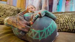 Cute Tattooed girl in Lingerie gaping her asshole wide, fucking herself with big toy, anal prolapse Thumb
