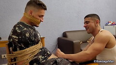 Samuel Hodecker and Lucas Mancinni are soldiers having fun bound and gagged blowjob cum over face |  Thumb