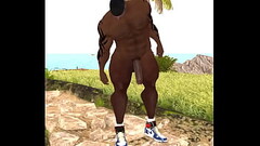 handsome hunk duane brown stretches and pisses before morning run, Thumb