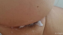 Morning wake up fingering with natural lubricant what husband spreads between wife legs before finge Thumb