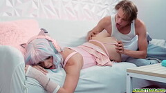 Flirty gamer femboy Sam Ledger shoves Leo Louis massive cock into his mouth and takes it deep in his Thumb