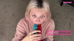 Maria Anjel giant gummy worm sucking and licking ASMR Thumb