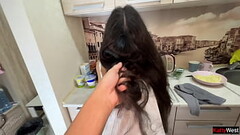 Fucked and cum on neighbor'_s pussy while she was cooking dinner Thumb