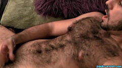 Hairy amateur Dominic cums all over his burly body solo Thumb