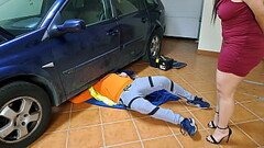 Horny wife receives internal cumshot from the mechanic Thumb