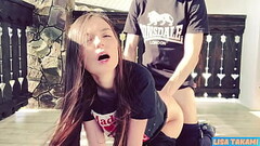 Fit Step Sister In Yoga Pants Gets A Pussy Creampie On A Hotel Terrace - Lisa Takami Thumb