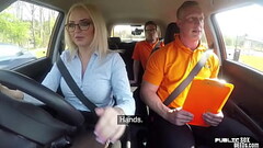 Sex loving bigtitted MILF fucked by car instructor in POV Thumb