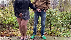 Fat MILF in short teen skirt holding my dick while I pee Thumb