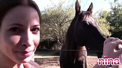 Lesbian Nina showing her perfect ass and Sexy Body in Rodeo Outdoor Thumb