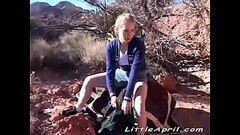 Petite solo teen Little April masturbating outdoors Thumb