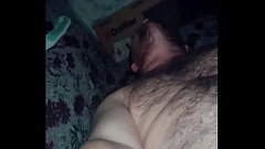 The whole face is covered in fresh hot cum! A fountain of semen from my cock! Thumb