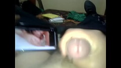 Guy cumming while watching anal threesome Thumb