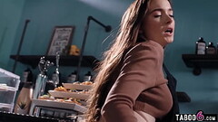 Lesbian teen barista Hazel Moore lesbo sex at work with latina girlfriend Thumb