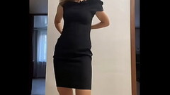 Girl in black dress playing with pussy and ass Thumb