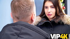 DEBT4k. Hot brunette enjoys unplanned sex with devious debt collector Thumb
