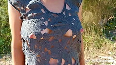 Juli walks in transparent dress Thumb