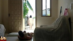 My wife and me doing sex in front of street. She teasing me nude in front yard. Thumb