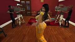 Desi Aunty Manju teasing horny guys by wearing a sexy yellow saree Thumb