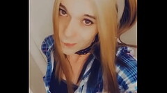 Gorgeous TGirl Strips Sucks and Touches Herself Thumb