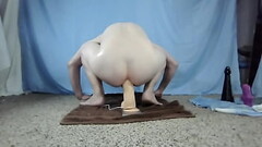Sliding a huge white dildo in my ass to loosen it up Thumb