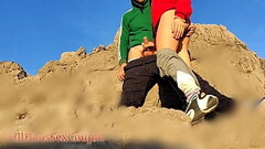 hot real couple masturbate each other outdoor naked on the beach cum and handjob Thumb