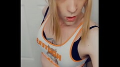 TS Carmen Melatonin Sucking in her Hooters Uniform Thumb