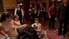 Horny slaves sucking huge dick at party Thumb