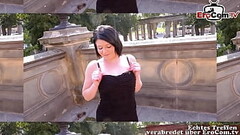 Mollige schwarzhaarige Milf mit kleinen Titten &ouml_ffentlich abgeschleppt Thumb