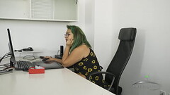 Innocent office worker and chubby girl Manila Bey plays with her pussy Thumb