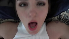 Amateur Rosalyn Sphinx takes cock deep and creams on shaft before giving a footjob Thumb