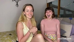 Lesbian Couple Play in the Library Thumb