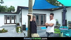 FamilyTwink.com ⏩ Little Boy Fucked While is Tied at Back Yard.. Johnny Hunter, Jax Thirio Thumb