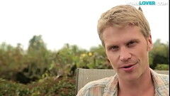 Muscular blond jock tugging in solo action for jizz shoot Thumb