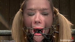 Strapped babe riding vibrator on stick Thumb