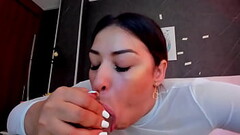 Sloppy Blowjob Training With Dildo Thumb
