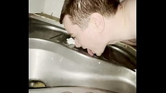 Gay boy licking public beach toilet Thumb