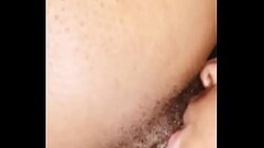 Licking horny gf pussy while she is getting hiigh on some bombass bubs Thumb