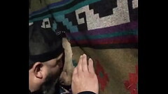 Motorcycle rider, stops by to nut. Thumb