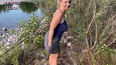 Busty blonde likes to get fucked doggystyle by the river Thumb
