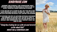 Sindy Rose fucking her ass with red anal terrorist on the wheat field Thumb