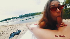PUBLIC ANAL FUCK ON THE BEACH WITH CUMSHOT ON FITNESS BODY. MIA BANDINI Thumb