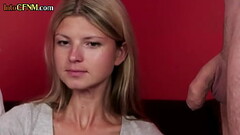 CFNM domme seduces couple into cocksucking trio Thumb