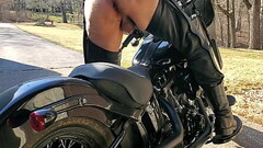 Old Biker Stops for a Hitchhiker. Thumb