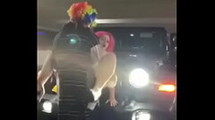 Pink hair whore gets pounded on jeep Thumb