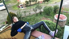 Smoking fetish in leather pants ️️️ Thumb