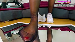 Girl me sweaty Feet on the mirror sweaty footprints on the insoles, tramples on you really sweaty we Thumb