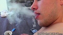 Tattooed amateur smoker Blake Stone cums while masturbating solo Thumb